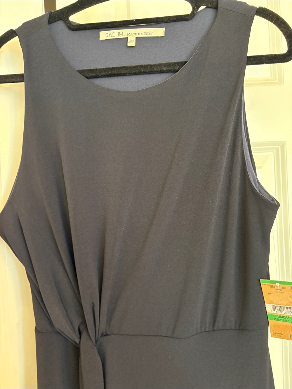 RACHEL Rachel Roy Navy Sleeveless Midi Dress with Waist Drape - Picture 2 of 9
